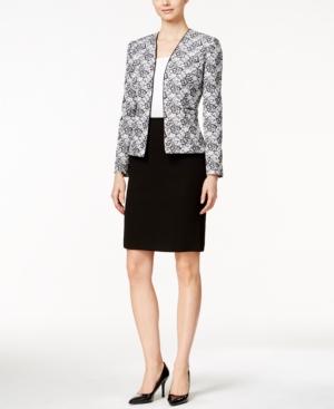 Tahari Asl Printed Lace Skirt Suit
