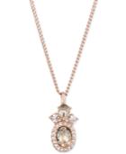 Givenchy Rose Gold-tone Oval Crystal And Pave Pendant Necklace