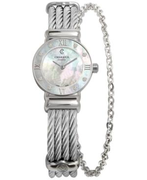 Charriol Women's Swiss St-tropez Diamond Accent Steel Cable Chain Bracelet Watch 25mm 028sd1.540.552