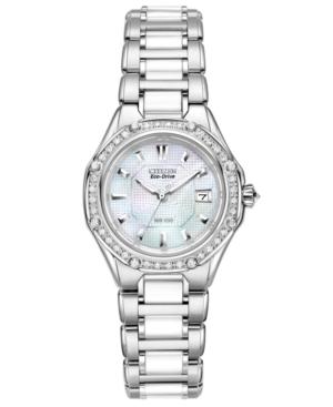 Citizen Watch, Women's Eco-drive Signature Diamond (3/8 Ct. T.w.) Ceramic Stainless Steel Bracelet 29mm Ew2190-59d