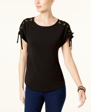 I.n.c. Lace-up T-shirt, Created For Macy's