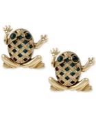 Betsey Johnson Gold-tone Stone Frog Stud Earrings