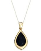 Signature Gold Onyx Teardrop Pendant Necklace (8 Ct. T.w.) In 14k Gold Over Resin