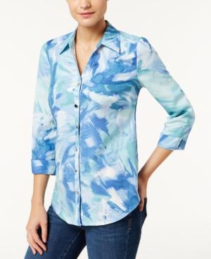 Jm Collection Printed 3/4-sleeve Shirt, Created For Macy's