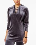 Material Girl Active Juniors' Lace-up Velour Tunic, Created For Macy's