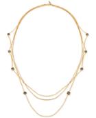 T Tahari Gold-tone Black And Clear Crystal Long Multi-layer Necklace