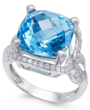 Blue Topaz (8 Ct. T.w.) And Diamond (3/8 Ct. T.w.) Ring In 14k White Gold