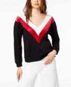 Kendall + Kylie V-neck Chevron Sweatshirt