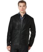 Perry Ellis Textured Faux-leather Bomber Jacket