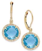 Blue Topaz (11-1/4 Ct. T.w.) And Diamond (1/5 Ct. T.w.) Drop Earrings In 14k Gold