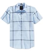 Guess Men's Space-dye Plaid Short-sleeve Shirt