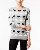 Charter Club Petite Heart-print Sweater, Only At Macy's