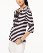 Tommy Hilfiger Cotton Striped Lace-up Top, Created For Macy's