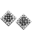 10k White Gold Earrings, Black And White Diamond Square Studs (1/4 Ct. T.w.)