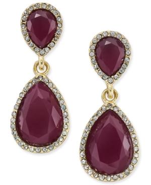 Inc International Concepts Gold-tone Merlot Stone And Pave Drop Earrings, Only At Macy's
