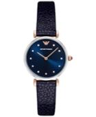 Emporio Armani Women's Blue Leather Strap Watch 32mm Ar1989