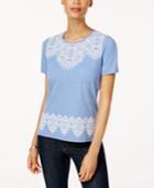 Alfred Dunner Embroidered Cutouts Top