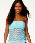 Hula Honey Crochet Cutout Bandeau Tankini Top Women's Swimsuit