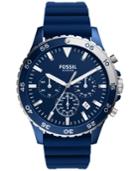 Fossil Men's Chronograph Crewmaster Blue Silicone Strap Watch 46mm Ch3054