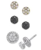 Diamond Cluster 4-pc. Stud Earrings And Interchangeable Jacket Set (3/4 Ct. T.w.) In Sterling Silver