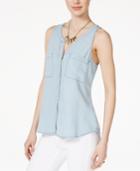 Sanctuary Craft Sleeveless Button-front Top