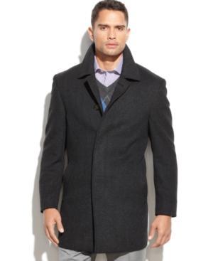 Lauren By Ralph Lauren Coat, Jake Grey Herringbone Wool-blend Overcoat
