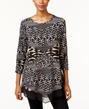 Jm Collection Mixed-print Tunic, Only At Macy's
