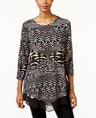 Jm Collection Mixed-print Tunic, Only At Macy's