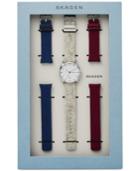 Skagen Women's Holst Gray Strap Watch & Interchangeable Straps Boxset 34mm Skw1061