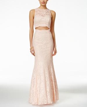 Xscape Embellished Lace Two-piece Mermaid Gown