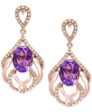 Effy Amethyst (4-1/5 Ct. T.w.) & Diamond (1/3 Ct. T.w.) Drop Earrings In 14k Rose Gold