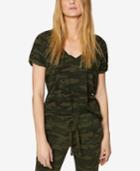 Sanctuary Camo-print Cuffed-sleeve T-shirt
