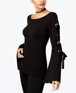 I.n.c. Velvet Lace-up Sweater, Created For Macy's