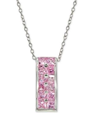 Giani Bernini Pink Cubic Zirconia Cluster Pendant Necklace In Sterling Silver, Only At Macy's
