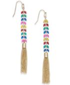 I.n.c. Gold-tone Multicolor Stone & Chain Tassel Linear Drop Earrings, Created For Macy's