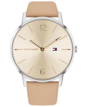 Tommy Hilfiger Women's Light Brown Leather Strap Watch 40mm, Created For Macy's