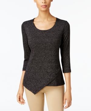 Jm Collection Metallic-detail Envelope-hem Top, Created For Macy's