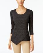 Jm Collection Metallic-detail Envelope-hem Top, Created For Macy's