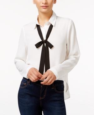 In Awe Of You By Awesomeness Tv Juniors' Tie-neck High-low Shirt