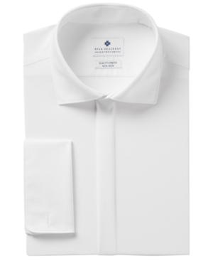 Ryan Seacrest Distinction Men's Slim-fit Stretch Non-iron White Covered Placket French Cuff Dress Shirt, Created For Macy's