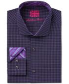 Michelsons Of London Men's Slim-fit Box-grid Print Dress Shirt