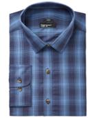 Bar Iii Men's Slim-fit Stretch Easy-care Ombre Twill Plaid Dress Shirt, Created For Macy's