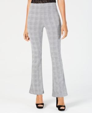Almost Famous Juniors' Plaid Ponte-knit Flare-leg Pants