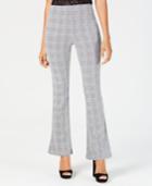 Almost Famous Juniors' Plaid Ponte-knit Flare-leg Pants