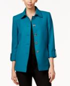 Tahari Asl Textured Three-quarter-sleeve Car Coat