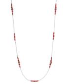 C.a.k.e. By Ali Khan Silver-tone Red And Bronze Beaded Extra Long Length Necklace