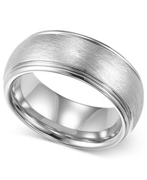 Mens Tungsten Ring, 8mm White Tungsten Comfort Fit Wedding Band