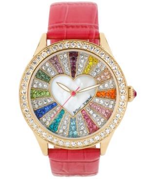 Betsey Johnson Women's Fuchsia Croc-embossed Leather Strap Watch 42mm Bj00131-29
