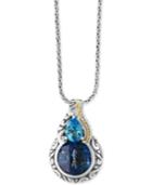 Effy Ocean Bleu London Blue Topaz (5-1/5 Ct. T.w.) And Swiss Blue Topaz (3/4 Ct. T.w.) Pendant Necklace In Sterling Silver And 18k Gold