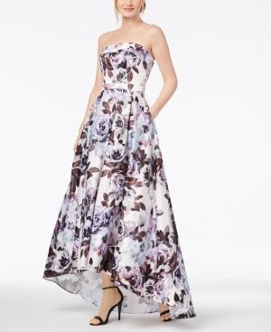 Xscape Strapless Floral-print Ballgown